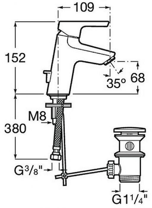 Смеситель для раковины Roca Malva 5A303BC0M Хром