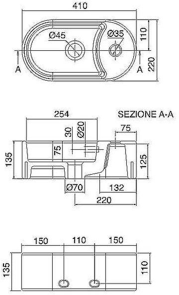 Раковина Scarabeo Seventy 41 8093/B Белая