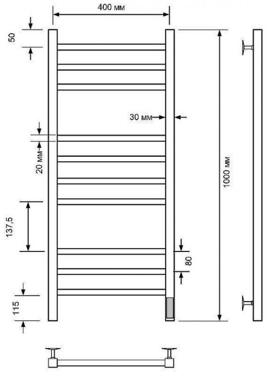 Электрический полотенцесушитель Comfysan Pioli-K EC-10 100x40 014353 Хром