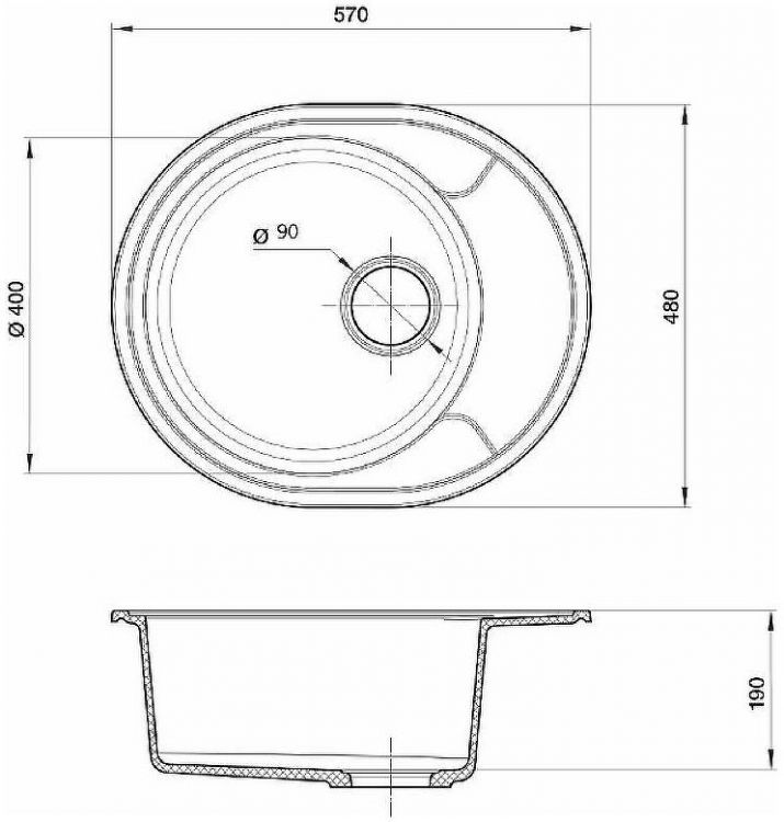 Кухонная мойка Reflexion Allonge 57 RF0658BL Черная Кухонная мойка Reflexion Allonge 57 RF0658BL Черная