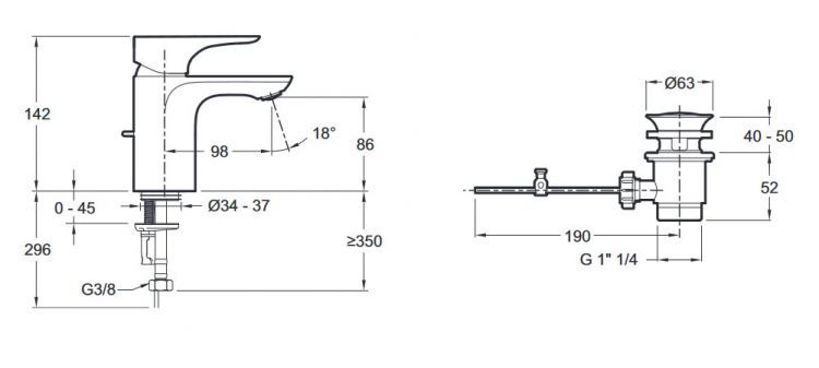 Смеситель Jacob Delafon Gabin E78126-CP, для раковины