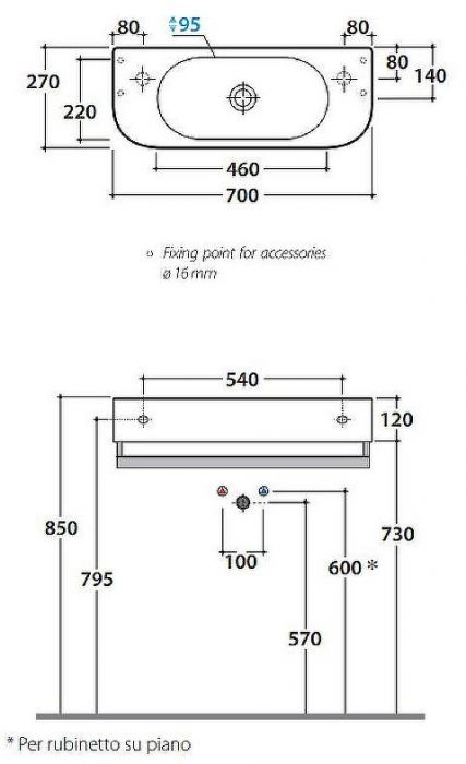 Раковина Globo Forty3 70 L SCT70.BI*1sx Белая