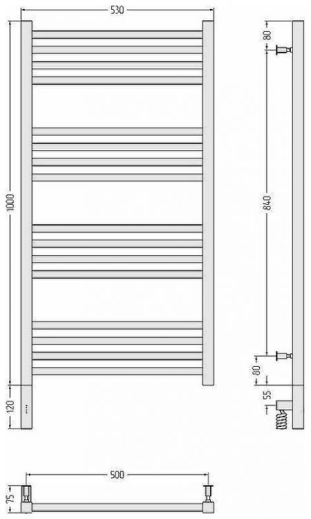 Электрический полотенцесушитель Сунержа Модус 3.0 1000x500 L 31-5700-1050 Черный матовый