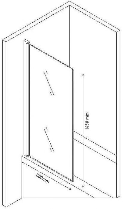 Шторка на ванну Berges River S Black 90х145 065017 профиль Черный матовый стекло тонированное