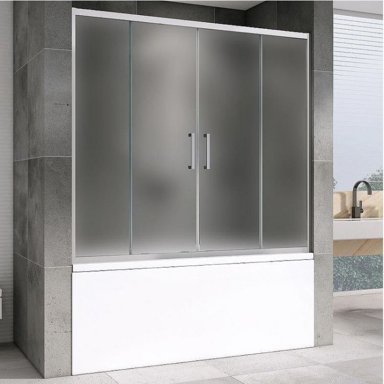 Шторка на ванну Abber Schwarzer Diamant 170х140 AG57170M профиль Хром стекло матовое