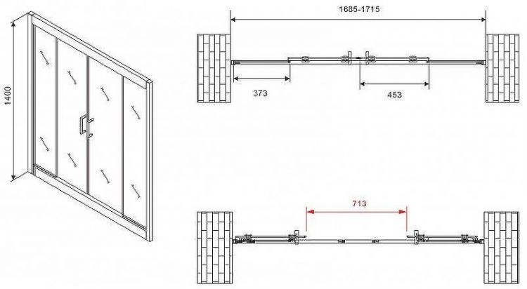 Шторка на ванну Abber Schwarzer Diamant 170х140 AG57170M профиль Хром стекло матовое