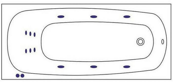 Акриловая ванна Whitecross Layla Slim 180x80 0122.180080.100.LINE.GL с гидромассажем