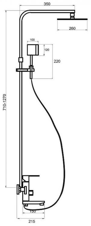 Душевая система Ростовская Мануфактура Сантехники SUS125BL-009DK Черная матовая