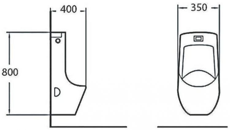 Писсуар SantiLine SL-6002MB Черный матовый с сенсорным смывом