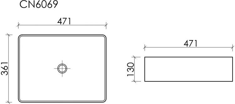 Накладная раковина CERAMICANOVA Element 361x471x130 мм CN6069MB