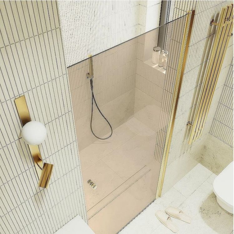 Душевая дверь Maybah Glass MGD-810-3 900x1980 на монопетле Золото стекло бронзовое