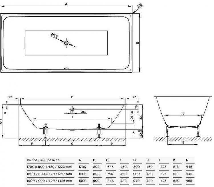 Стальная ванна Bette Loft 180x80 3172-000 PLUS с шумоизоляцией и антигрязевым покрытием