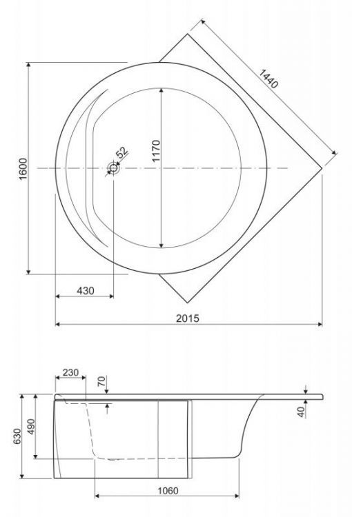 Передняя панель для акриловой ванны CEZARES Fi CORNER 1600x50x490