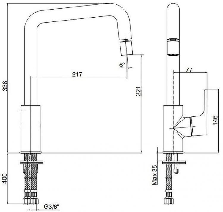 Смеситель для кухни E.C.A. Luna 102118044EX Хром