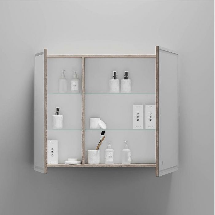 Зеркальный шкаф Sancos Mirror 90 MI90EG с подсветкой Дуб галифакс натуральный