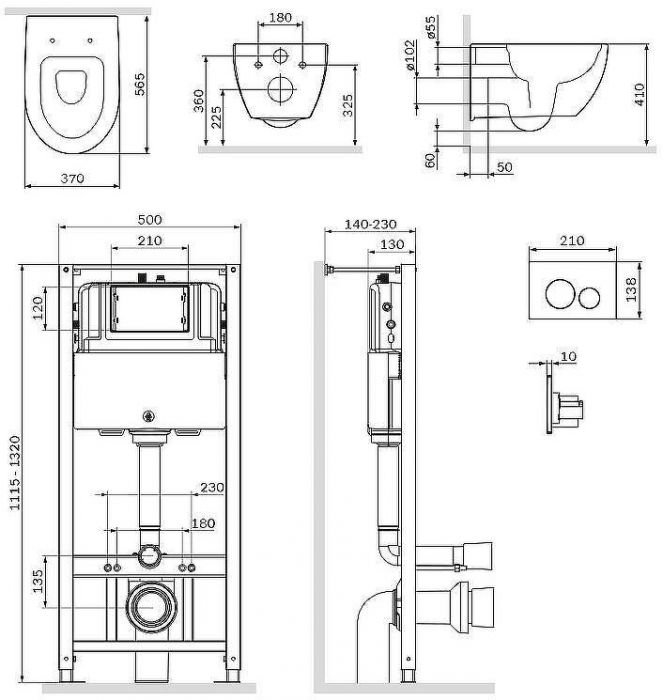 Комплект унитаза с инсталляцией AM.PM Awe FlashClean IS49051.111700 с сиденьем Микролифт и клавишей смыва Хром
