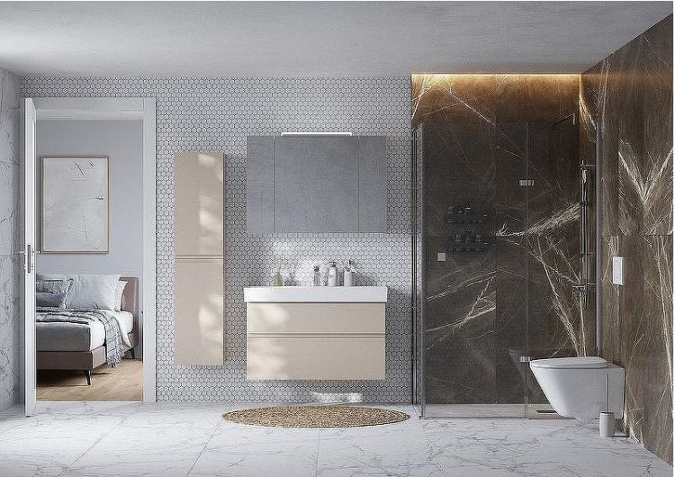 Зеркальный шкаф Roca Oleta 100 A857648515 с подсветкой Капучино