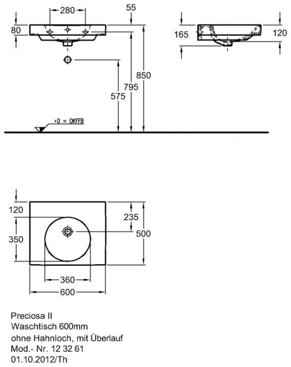 Раковина Keramag Preciosa II, 123261000