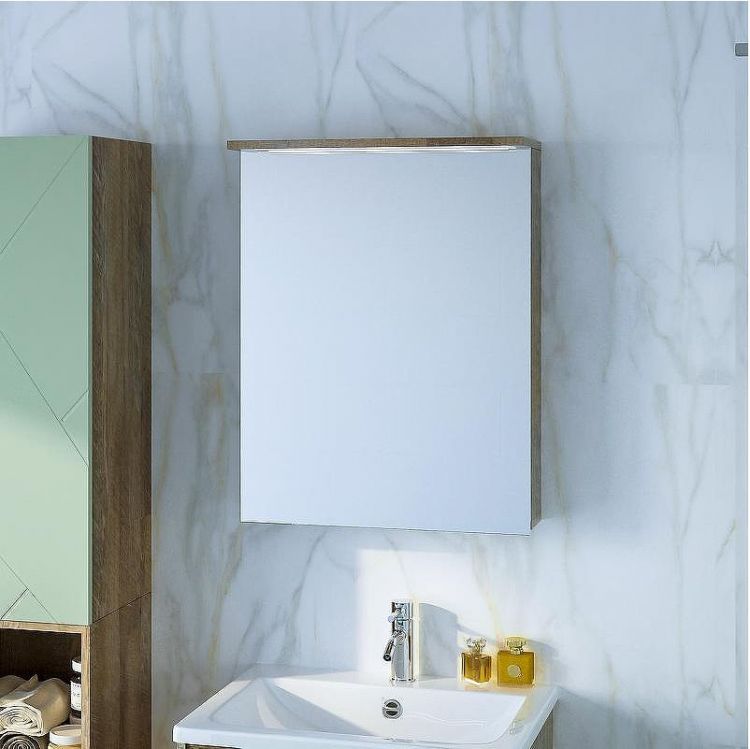 Зеркальный шкаф Бриклаер Кристалл 56 4627125417221 с подсветкой Дуб гранж песочный