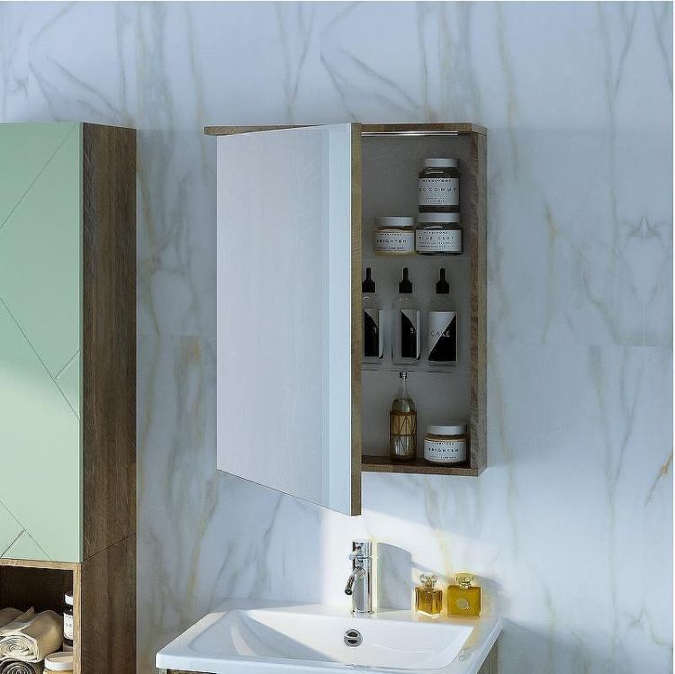 Зеркальный шкаф Бриклаер Кристалл 56 4627125417221 с подсветкой Дуб гранж песочный