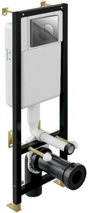 Комплект унитаза Vincea Evo Rimless VT1-34S с инсталляцией Cersanit Black 35 S-IN-BLACK-Cg-w с сиденьем Микролифт и клавишей смыва Хром