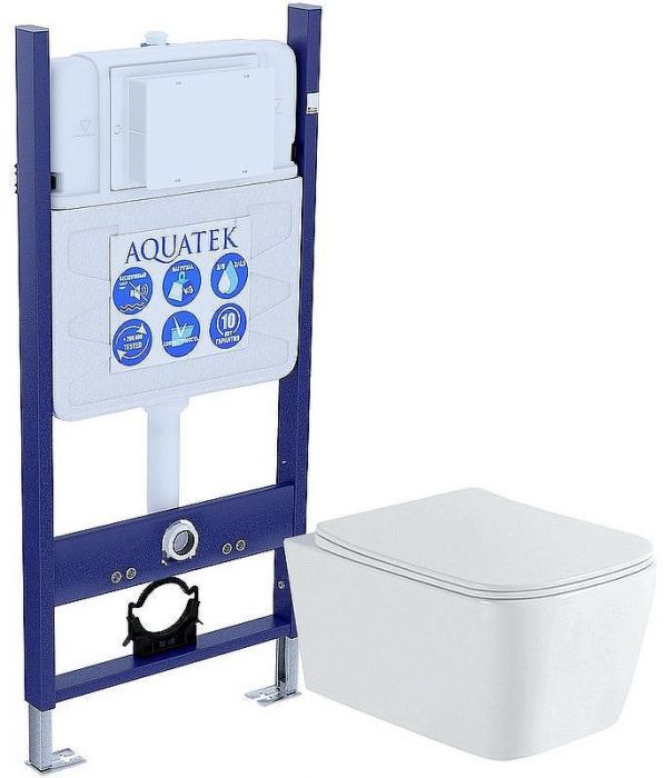 Комплект унитаза с инсталляцией Aquatek Либра New SET AQUATEK ЛИБРА N-14 cm с сиденьем Микролифт