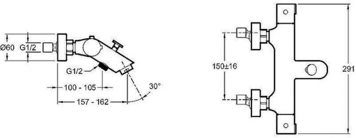 Смеситель для ванны Jacob Delafon Brive E24335-CP с термостатом Хром