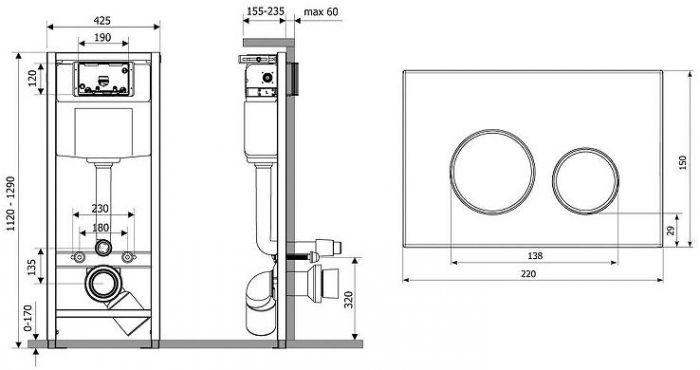 Инсталляция Lavinia Boho RelFix 77010005 для унитаза с клавишей смыва цвет Белый глянцевый