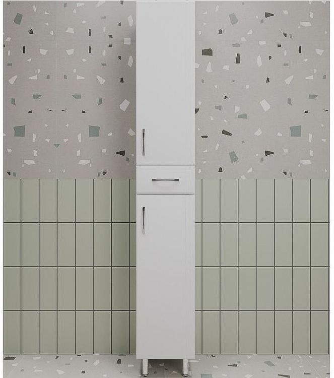 Шкаф пенал Style Line Эко Стандарт 30 ЛС-00002328 с бельевой корзиной Белый глянцевый