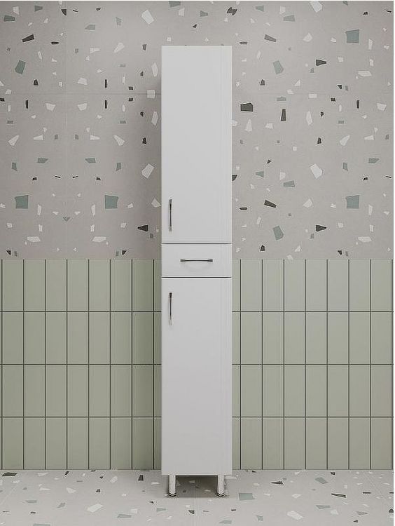 Шкаф пенал Style Line Эко Стандарт 30 ЛС-00002328 с бельевой корзиной Белый глянцевый