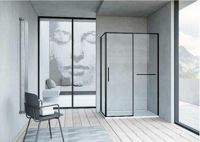 Душевой уголок Vincea Slim Soft 150x100 VSR-1SS1015CLB профиль Черный стекло прозрачное