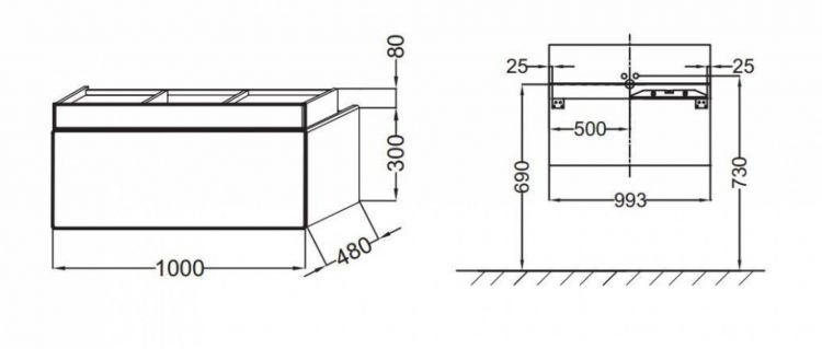 Тумба под раковину 100 см Jacob Delafon Terrace EB1187-M61 мягкий чёрный