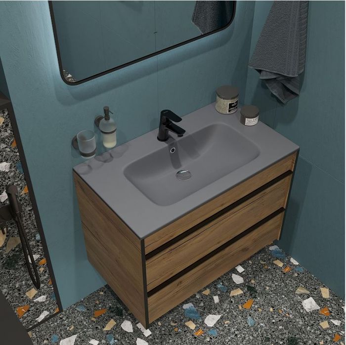 Комплект мебели для ванной STWORKI Гриндстед 80 подвесная цвет Дуб таксония