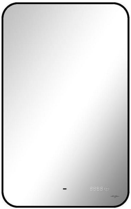 Зеркало Reflexion Black View 600х1000 RF4003BV с подсветкой Черное с бесконтактным выключателем, диммером и часами
