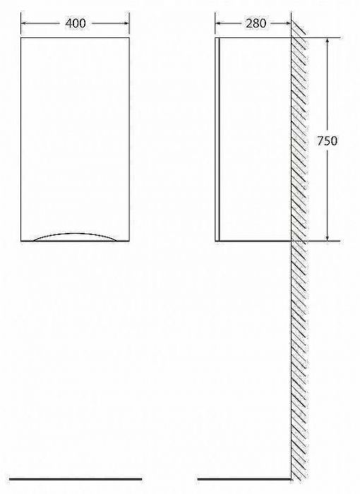 Подвесной шкаф BelBagno Fly-Marino 40 L FLY-MARINO-750-1A-SC-BL-P-L Bianco Lucido