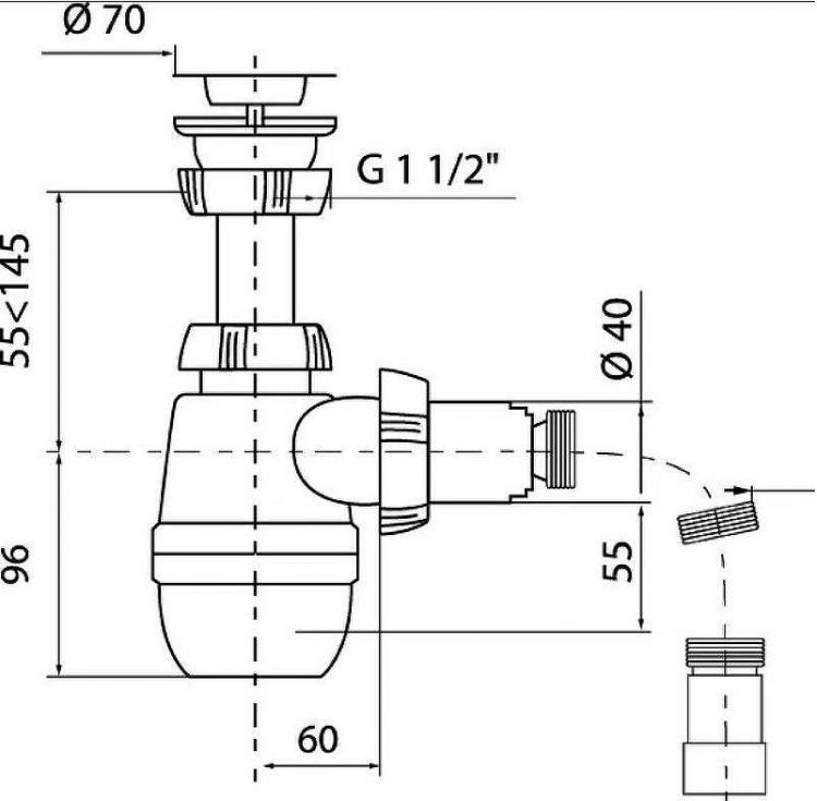 Сифон для кухонной мойки Wirquin Минор 30718026 Нержавеющая сталь