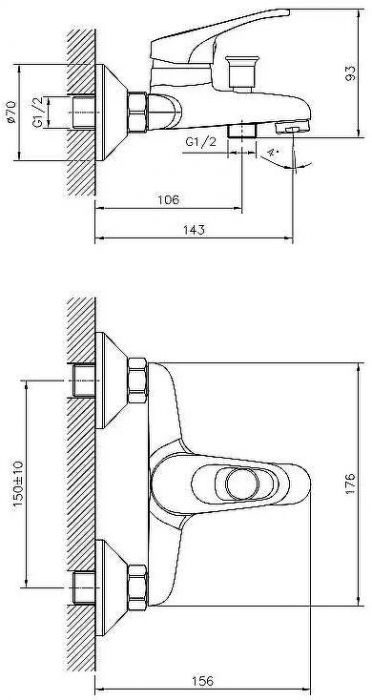 Смеситель для ванны Decoroom DR21035 Хром