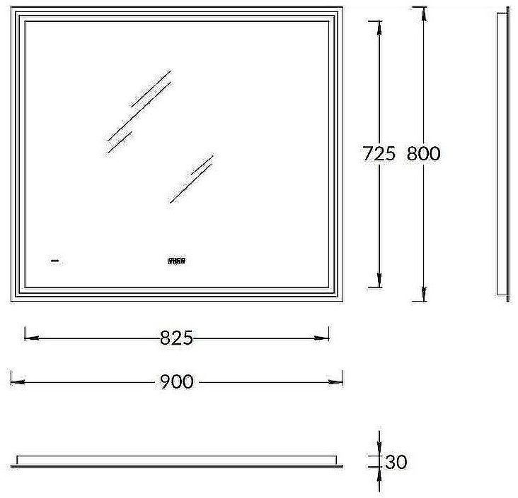 Зеркало Kerama Marazzi Tecno 90 TE.mi.90 с подсветкой с бесконтактным выключателем с подогревом и часами