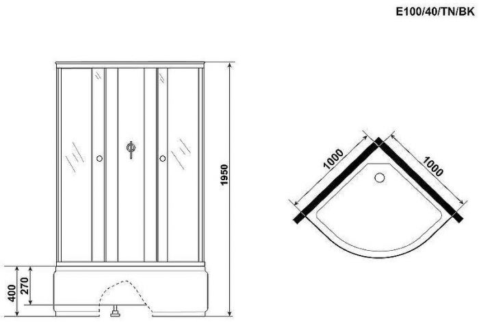 Душевая кабина Niagara Eco 100x100 E100/40/TN/BK без гидромассажа