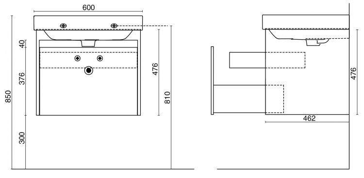 Тумба BUONGIORNO под умывальник подвесная 60 см европейский белый с 1 выдвижным ящиком + 1 внутренний ящик