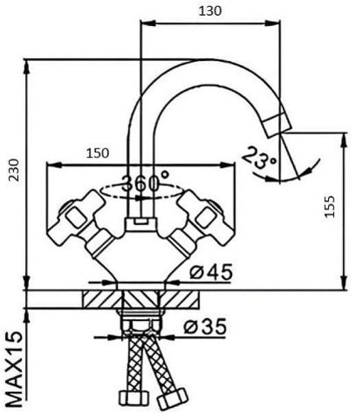 Смеситель для кухни D-Lin D156819-D цвет  Хром
