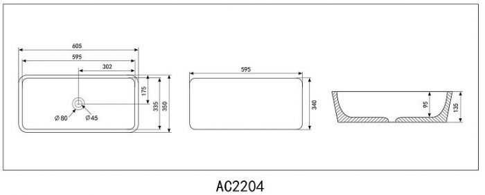 Раковина-чаша Abber Rechteck 61 AC2204MW Белая матовая
