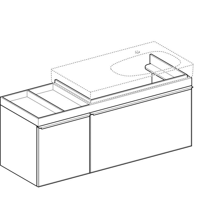 Тумба под раковину Geberit Citterio 133.4х55.4х50.4, левая, темный дуб, черное стекло [500.568.JJ.1]