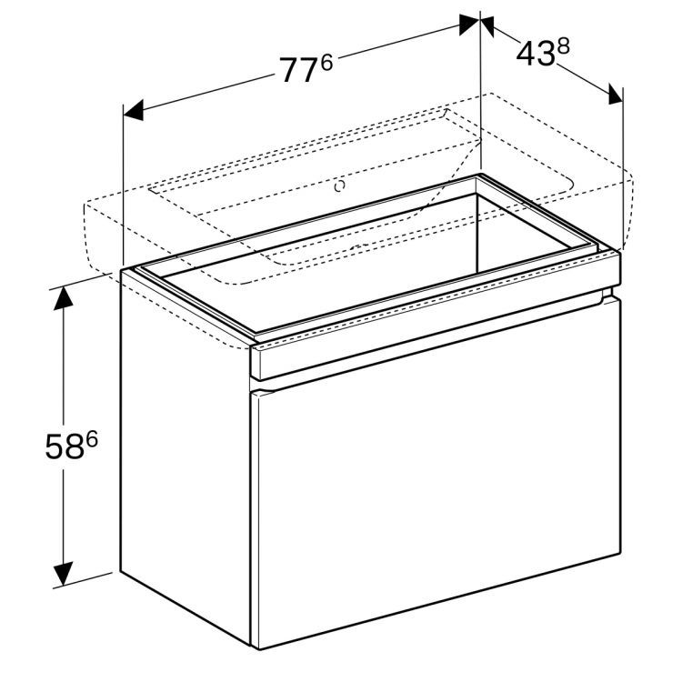 Тумба под раковину Geberit Renova Nr. 1 Plan , 78x44, натуральный дуб [869853000]