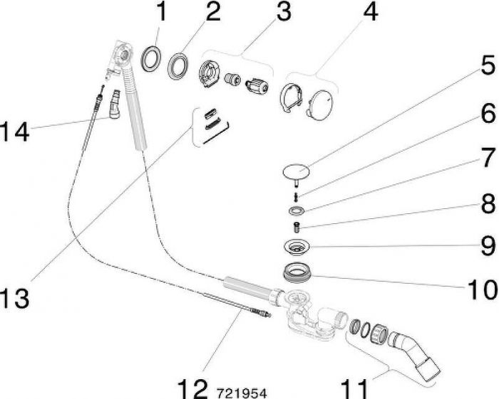Слив-перелив Viega Simplex Trio 616642 728014 полуавтомат с наливом Хром
