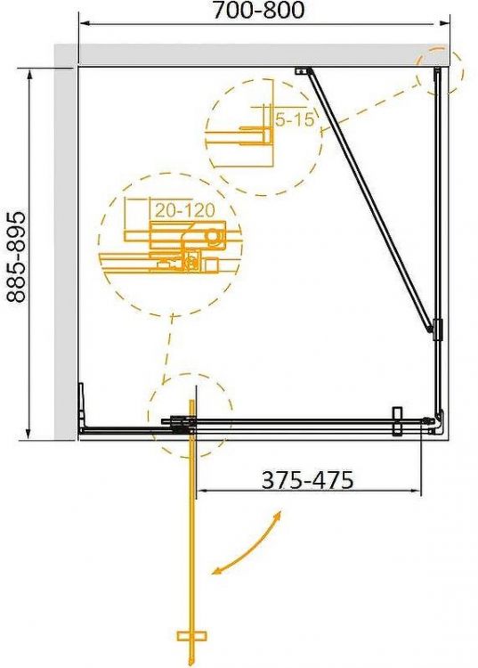 Душевой уголок Cezares Slider 80x90 SLIDER-AH-1-90-70/80-BR-NERO профиль Черный матовый стекло бронзовое