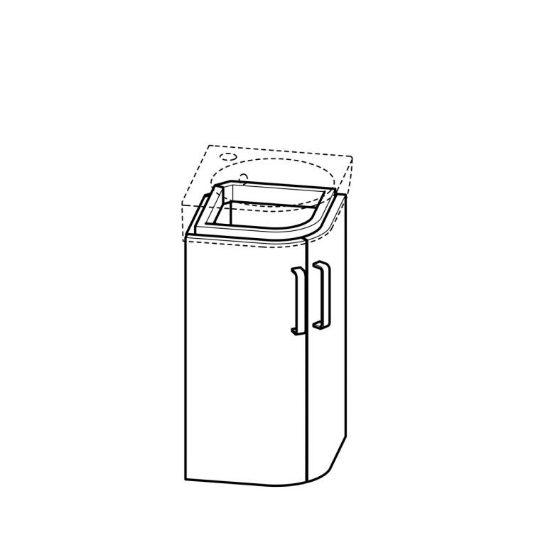 Тумба под раковину угловая Geberit Renova Nr.1 Comprimo, 43x31, белый матовый [862132000]