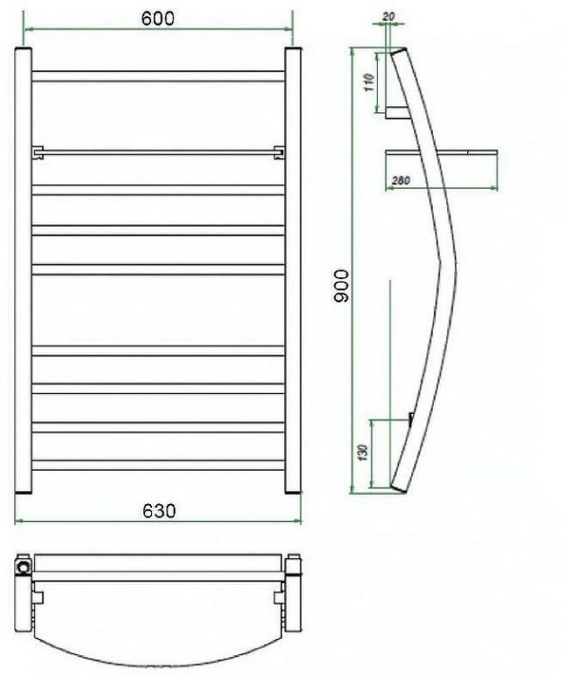 Водяной полотенцесушитель Grota Vela 630х900 Хром