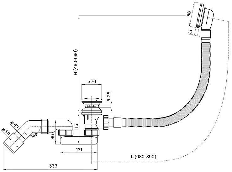 Слив-перелив Wellsee Useful Extras 231911000 click-clack цвет Хром