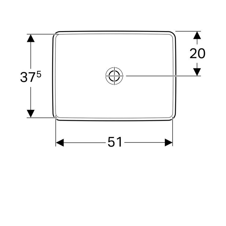 Раковина Geberit VariForm прямоугольной формы, 55х40 см,  без отв. под смеситель, без отв. перелива [500.738.01.2]